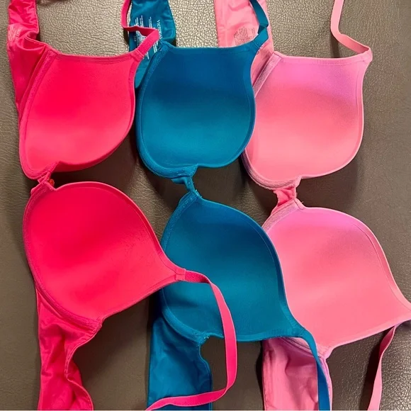 Set of 3 Victoria’s Secret Pinks and Blue Women's Bra Set Lined Demi 36B - Picture 10 of 10